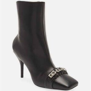 Givenchy G Woven Ankle Boots Women's 36 Black Square Side Zip Closure